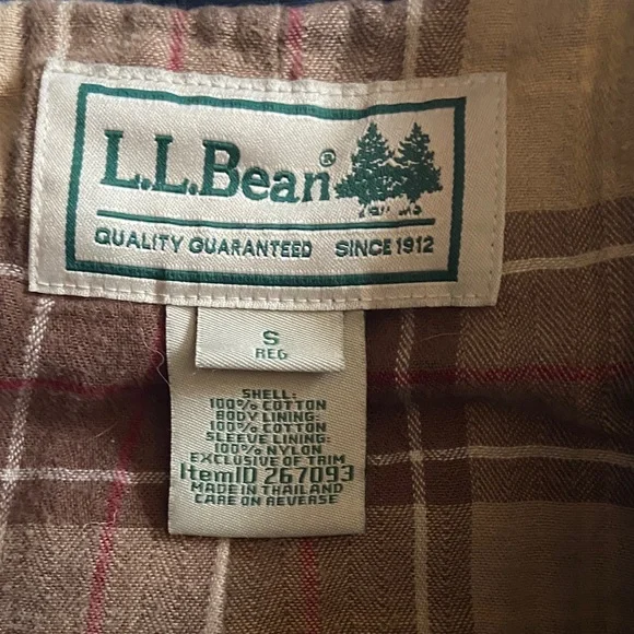 Vintage 90s Blue LL Bean Flannel Lined Barn Jacket Size S